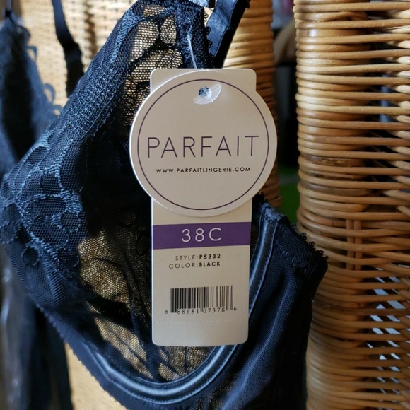 New Parfait Irene Laced Unlined Wire Bra Black 38C - Picture 3 of 7